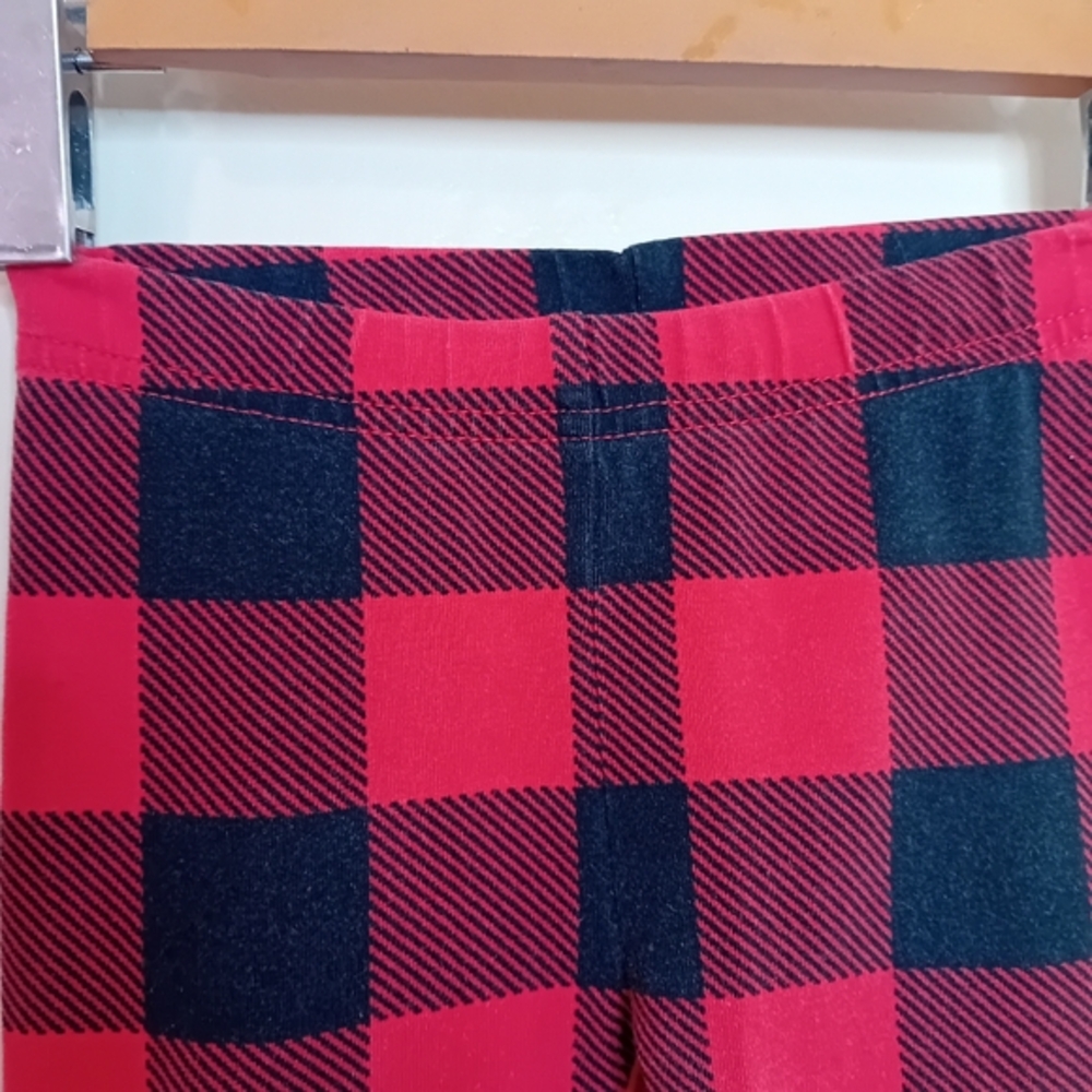 👶2/$15👶Toddler Girl's Carter's Plaid Leggings Winter Fall Red Black Size 3T - Picture 5 of 8